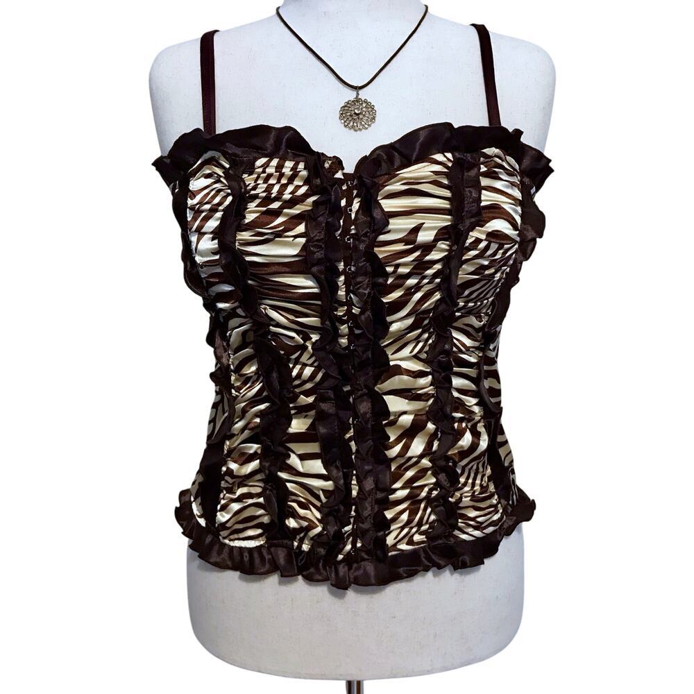 Check Me First NWT Brown and Taupe Zebra Print Bustier Women Various